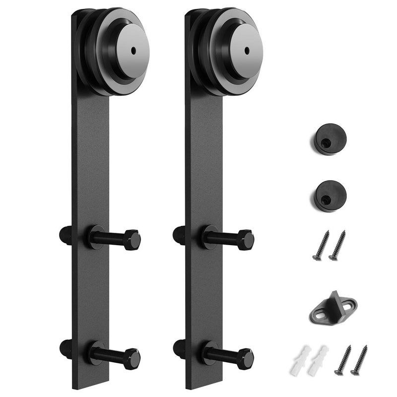 SMARTSTANDARD Sliding Barn Door Hardware Hangers 2pcs (Black) (I Shape Hangers) - Image 1